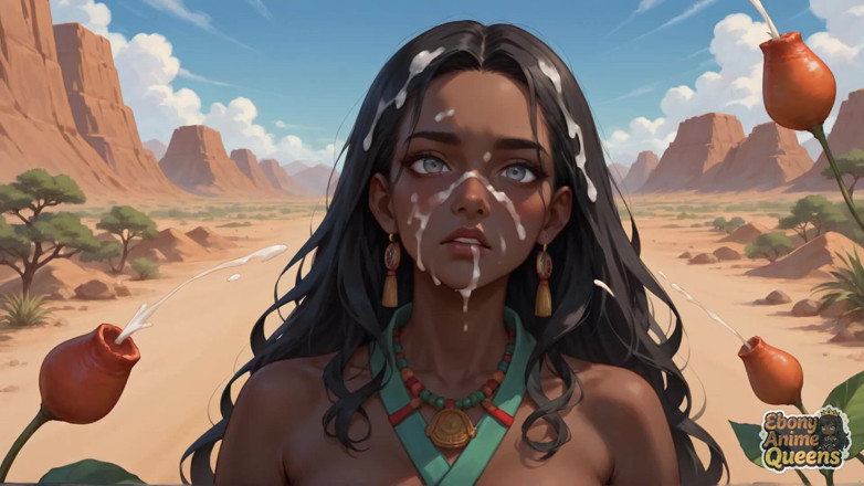 Ebony Anime Queens: Erleben Sie mächtiges Desert oralen knallen mit nackten schwarzen königinnen...