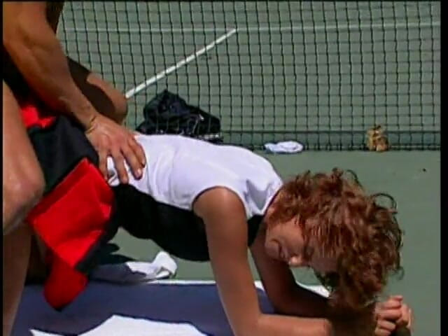 Outdoor Fucktivities: Coed teen fucks her mixed doubles partner