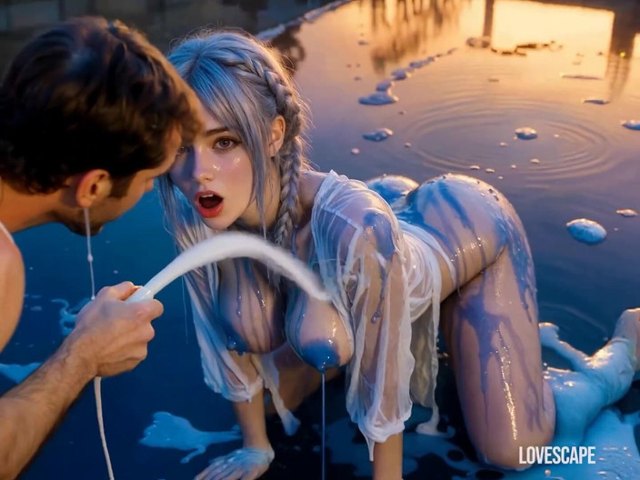Lovescape: Milk Bomb Shower Turns Her on