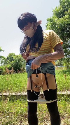 No. 221 Taking a Walk with My Pee and Pad off, Exposing My Pussy thumbnail