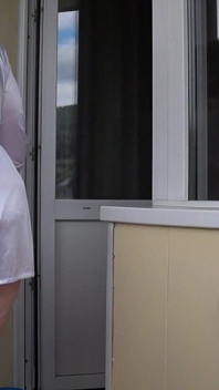 I Am Watching a Plump Neighbor on the Balcony. Big Ass in White Panties. PAWG.