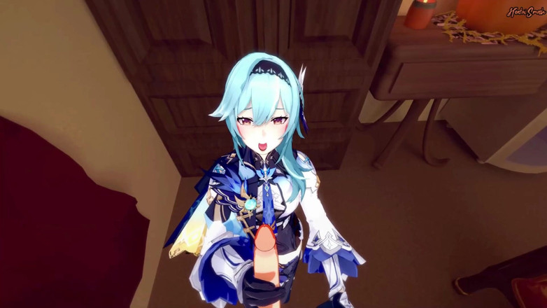 Hentai Smash: Eula gives you a POV blowjob then swallows cum - Genshin...