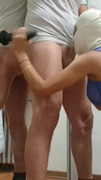 3 Cocks on My Mouth, One Real and 2 Huge Dildos, Double View with Mirror