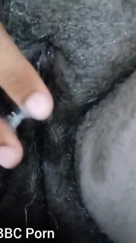 Closeup Rubbing My Fat Black Hairy Pussy