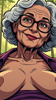 Babcie z kreskówkami topless