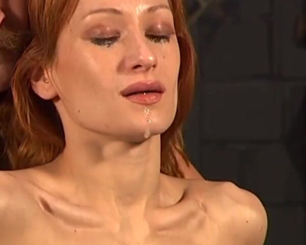 Enjoy German porn: Attractive Redhead Babe Tied up and Spanked by Two Guys