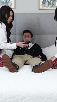 Stop Jerking off Stepbro, Just Fuck Us Instead! Little Schoolgirls Are so Naughty