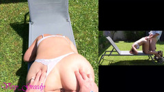 Les Gourmands: Krásná MILFka v sexy bílém prádle je ošukaná zezadu venku...