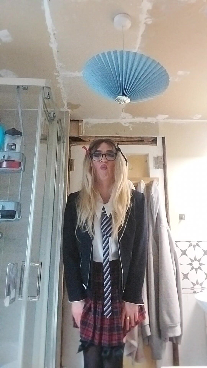Cindy Belfast: Horny Sissy in Uniform Loves Her Precum
