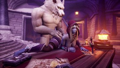 Wraith ward: 人狼がナイトエルフを後ろから連れて行く