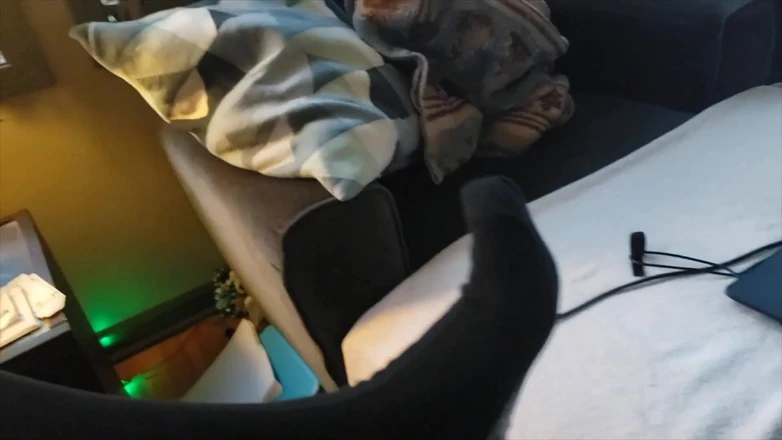 beardaddychub: Bear Jerks off in Black Otc Socks - Close up