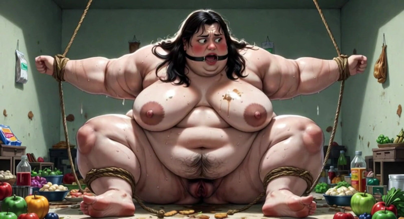 YOUR BEST FANTASY: İp esaretinde obez iri güzel kadın - çaresiz açlık ve kalın kıllı çalı
