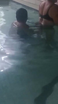 Foot Fetish My Stepmom Models Them in the Hotel Pool