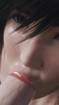 Yuffie Final Fantasy 7 serviço de boquete completamente nu - Wet &messy 4K 3D Animation