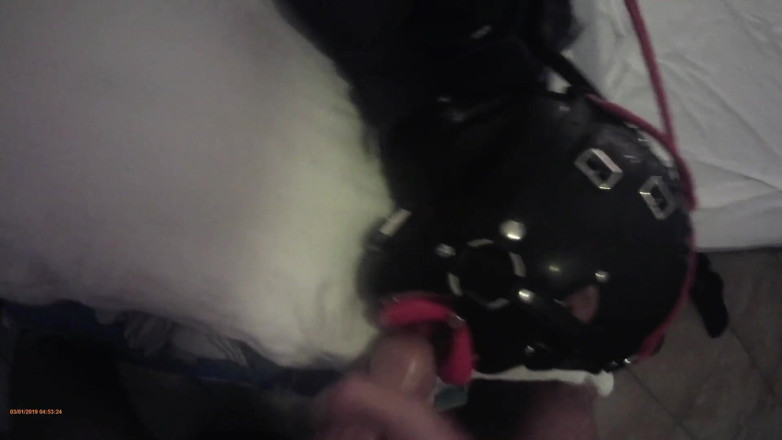LauraOnHeels: Laura hogtied and hooded with a lip open mouth gag...