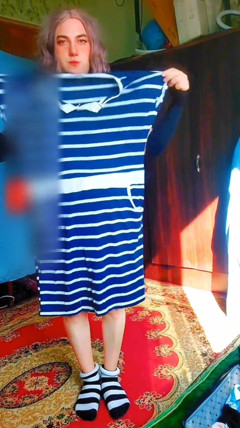 +18 Youtube Model Crossdresserkitty Sexy Villager Housewife Dress Long Stockings