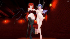 H3DC: 3D Hentai. POV Succubus s přítelkyní masturbují tvého ptáka nohama