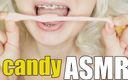 Arya Grander: Beugel fetisj jelly Candy ASMR close-up eten