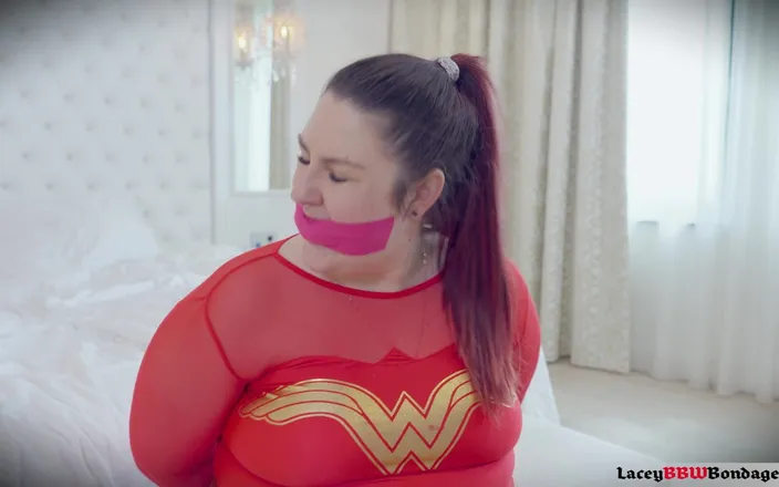 Lacey BBW Bondage: Lacey - Frogtied and Tape Gagged as Wonder Woman by Stepbrother...