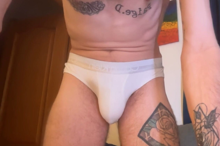 Jake Essex: POV: Bound Dick Throbbing in Tight White Calvin Klein Briefs -...