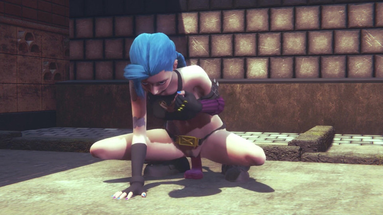 Waifu club 3D: ジンクスは路上でピンクのディルドを見つけて乗ります