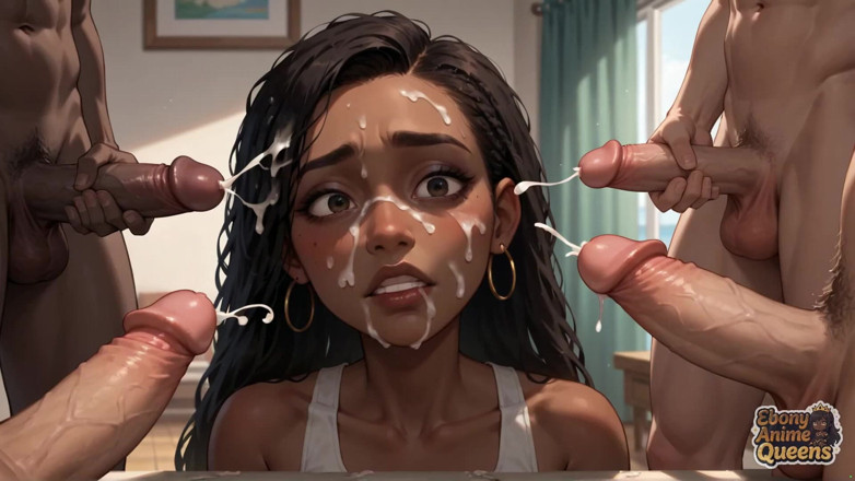Ebony Anime Queens: Ebony Queen's Tropical Blowjob: najlepsze hebanowe porno XXX!