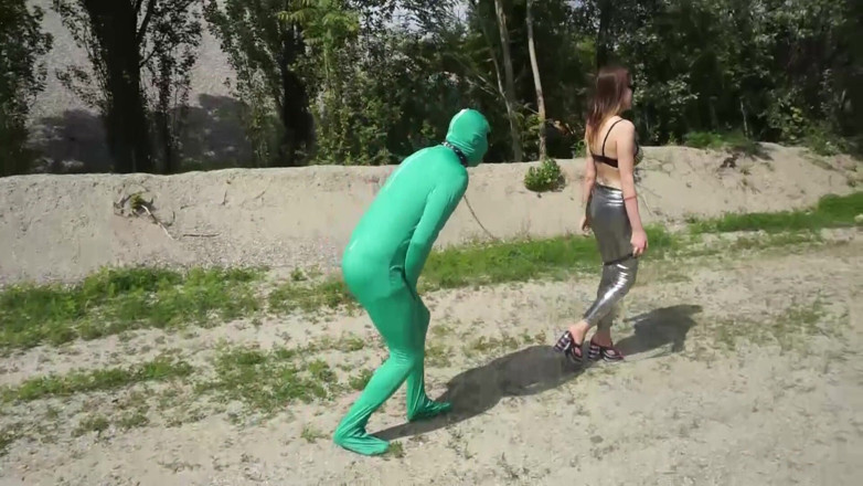 Lady Mesmeratrix Official: Suited slave gets punished outdoor from femdom chick