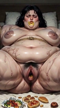 Otyłe BBW nogi rozprzestrzenianie bondage - desperacko dla creampie w łóżku wypełnionym jedzeniem