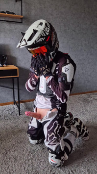 Horny Motocrosser Biker Pushes Himself to the Edge, Couldn't Help Himself, Finished 2 Times