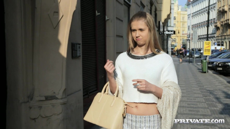Private.com: A hardcore threesome inside of a dress shop for Violette