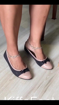 Toe Clamping Dangling and Foot Tease with Her Slippers and Barefoot