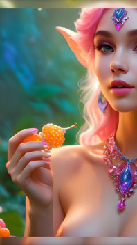 Big Breasted Nude Elf Girl with Cloudberry