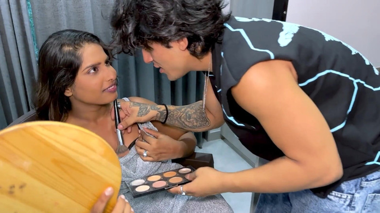 Triflicks: The Makeup Artist Gets the Model's Mood While Doing Her...