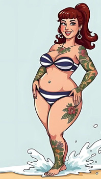 Ai Tattoo Art Curvy Bikini Women