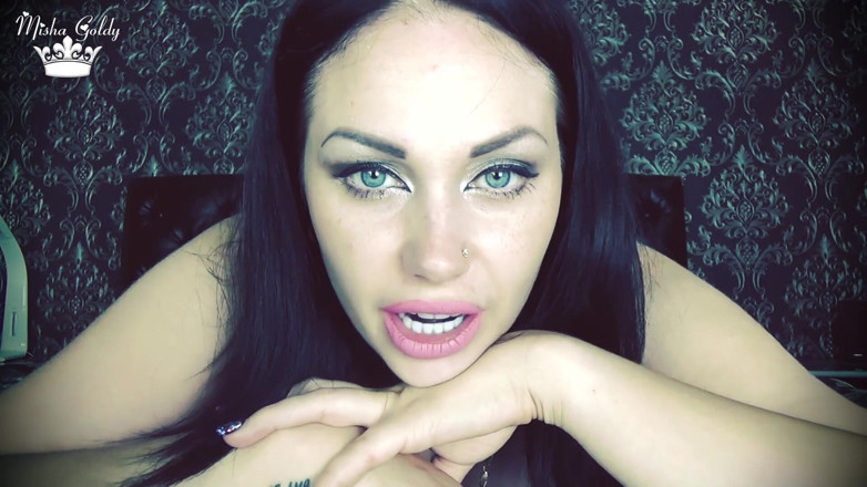 Goddess Misha Goldy: Cum all over my face clip with cum countdown!