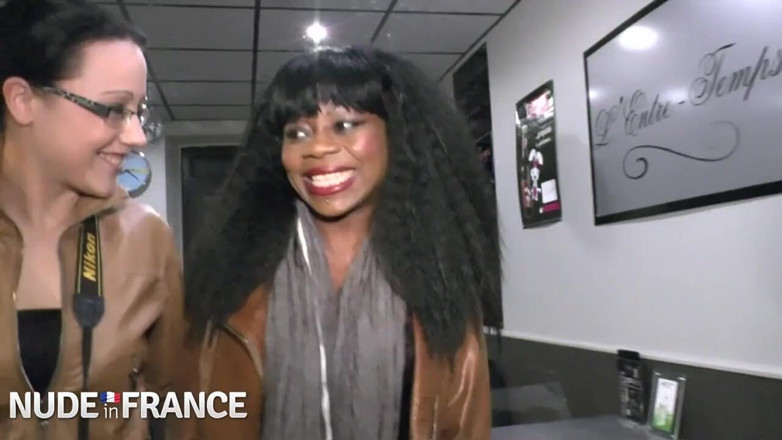 Nude in France: Big black whore sucks old white cock