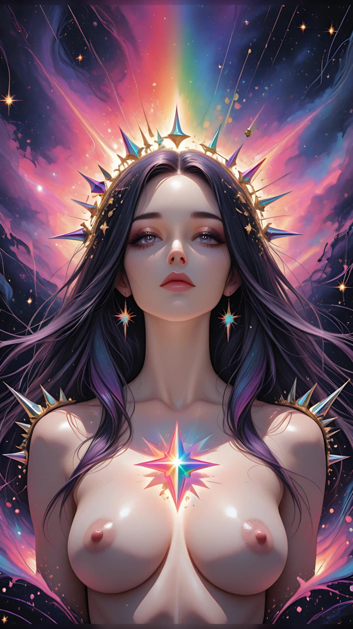 VelvetInk Studio: Shadow Oracle of the Void Storm với Rainbow Prism Spikes...