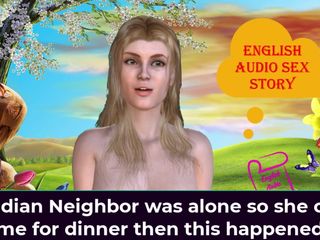 English audio sex story: 我的印度邻居一个人，所以她打电话给我吃晚饭，然后发生了这种情况 - 英语音频性爱故事