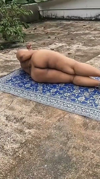 Naughty Nudist From India Relaxing Outdoor Naked, Eating Fresh Fruit and Enjoying It.