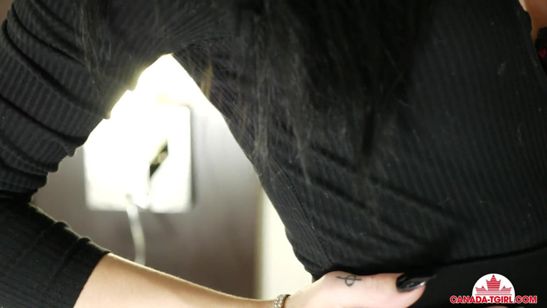 Canada TGirl: Canadian trans hottie Anastasia strokes her dick
