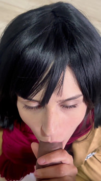 Mikasa cosplay bj - hablar sucio y correrse en la lengua