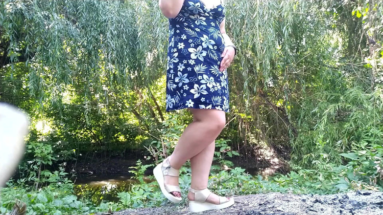 OurFetishLife: Peeing standing through pink panties in nature