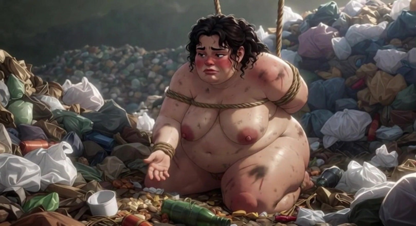 YOUR BEST FANTASY: Dirty SSBBW Tied up in Trash Eating Food - Filthy Feeding...