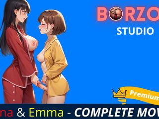Borzoa Futa: 義理の妹は彼女の若い義理の妹を手コキ、リムジョブ、フェラチオと肛門で助けます