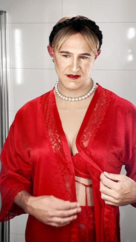 Sissy in Red Lingerie.