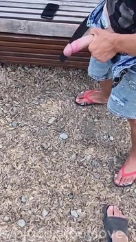 A Random Femboy Jerks My Cock and Eats My Cum in a Public Park