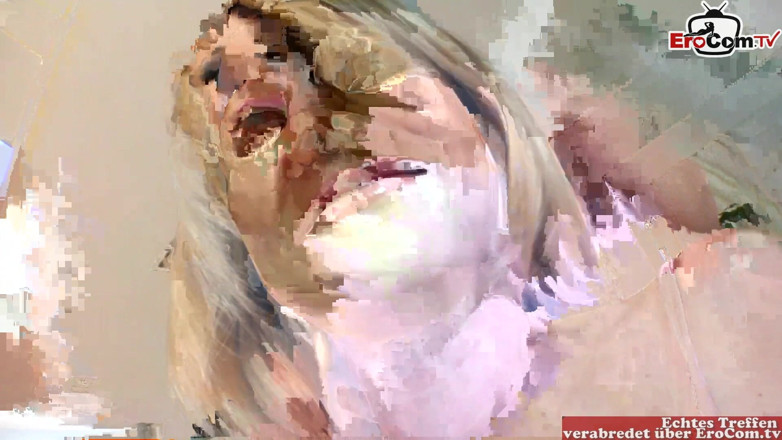 EroCom: Creampie threesome with a busty blonde slut with big natural...