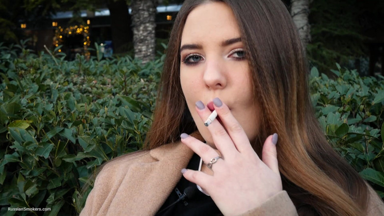 Russian Smokers: Russian Girl Spends Her Lunch Break Smoking 3 Cigs in a...