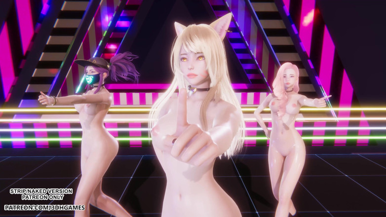 3D-Hentai Games: Blackpink - การเต้นแก้ผ้าเซ็กซี่ของ Ahri Akali Seraphine
