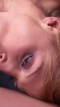 Sexy blonde teen Sarah fucked in the ass by two guys in van